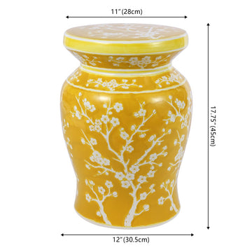 Cherry Blossom 17.75" Ceramic Garden Stool
